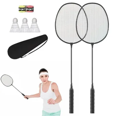 2pcs Professional Badminton Rackets And Carrying Bag Set Double Durable Lightweight Badminton