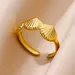 Stainless Steel Rings For Women Men Gold Color Open Shell Ring Female Male Party Finger Jewelry 2024