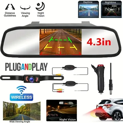 New Wireless Car Styling 4.3 inch LCD Screen Car Mirror Monitor for Rearview Reverse Backup Camera