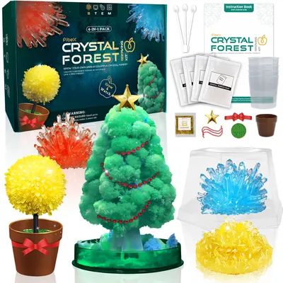 Crystal Growing Kit 4-IN-1 Crystal Forest Craft Kit for Kids Chemical Science Experiment DIY