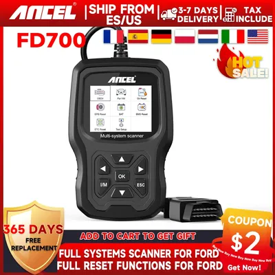 ANCEL FD700 Full System OBD2 Scanner Fits for Ford Lincoln Mercury Vehicles All Reset Functions