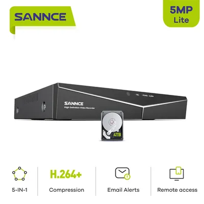 SANNCE 8CH 5MP-N Super HD CCTV DVR H.264+ Surveillance Digital Video Recorder for 2mp/3mp/5MP Anolog