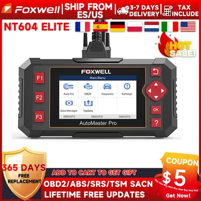 Foxwell NT604 Elite Car OBD2 Scanner Diagnostic Engine ABS SRS AT Code Reader Engine ABS SRS Transmission Diagnostic Tools