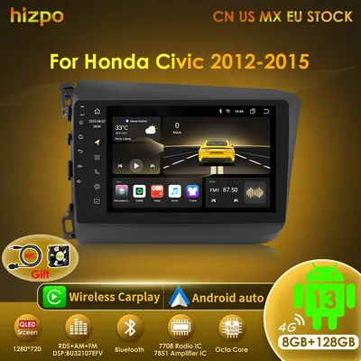 Hizpo 2din Android 13 For Honda Civic 2012 2013 2014 2015 Car Radio Multimedia Video Player DSP CarPlay GPS Navigation Autoradio