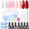 Coscelia 4PCS 7ML Nail Gel Polish Set with 6W Nail Lamp Base Top Coat Nail Glue Nail Art Stickers