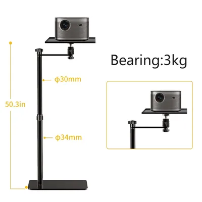 Video Projector Tripod Floor Projector Support Stand Metal Holder Adjustable 360 Rotating for Home