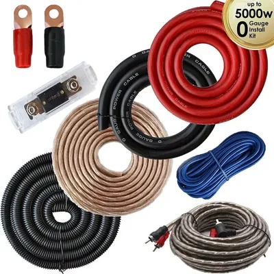 5000 Watts 0 AWG Guage Complete Car Audio Amp Amplifier Cable Wire Sub Subwoofer AMP RCA Power Cable