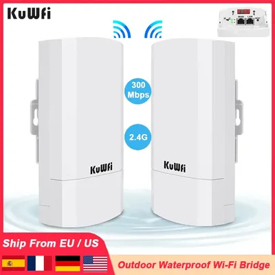 KuWfi 300Mbps Outdoor CPE Bridge 2.4Ghz Wireless WiFi Router AP Repeater Bridge Wi-fi Signal