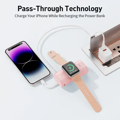 IWALK portable mini wireless power bank 9000mAh with built-in cable iWatch ultra wireless magnetic