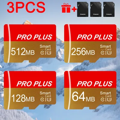 3PCS Memory Card 512MB 256MB 128MB 64MB With Adapter High Speed Memory Card, UHS-I A1 Memory TF Card