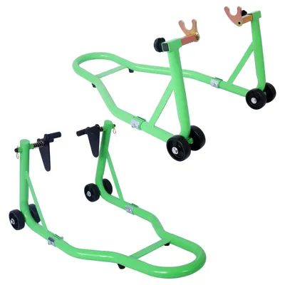 Motorcycle Stand 1000LB Sport Bike Front and Rear Wheel Lift Swingarm Paddock Stands Black U green