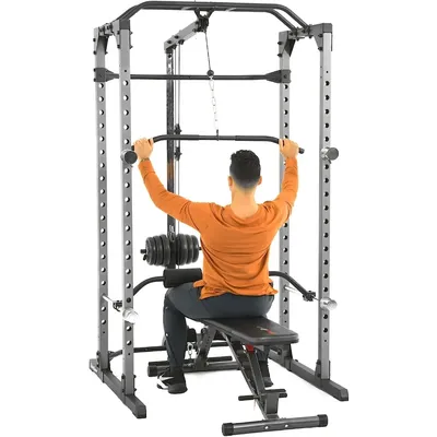 Squat Rack Power Cage with | Optional LAT Pulldown & Leg Holdown Attachment | Squat and Bench Rack