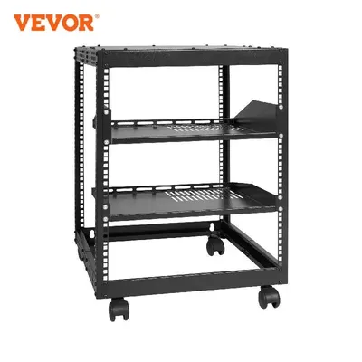 VEVOR Open Frame Server Rack 12U/15U/ 20U Floor Standing or Wall Mounted with Adjustable Depth for