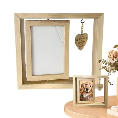 Wooden Dog Memorial Photo Frame Desktop Pet Decoration Heart Pendant Dog Memorial Home Table