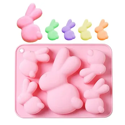 Easter Bunny Molds Easter Themed Silicone Cake Mold 5 Cavities Easter Kitchen Baking Supplies For