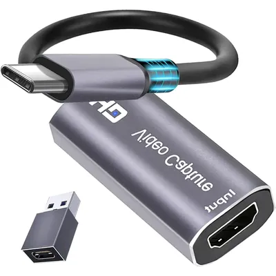 4K HDMI Capture Card,with USB C Adapter Cam Link Video Capture Card HDMI to 1080P Type-C for Switch