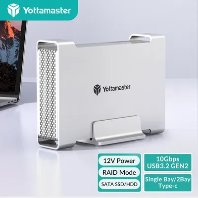 Yottamaster SATA RAID Hard Drive Enclosure 2.5" 3.5" SATA HDD SSD Enclosure with 32TB Max & RAID