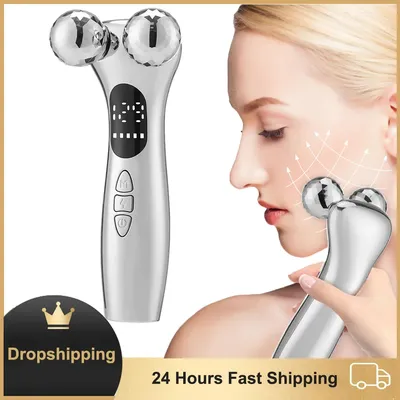 Microcurrent Pulse Face Massager Roller Skin Firming Lifting Machine Fades Fine Lines Dark Circles