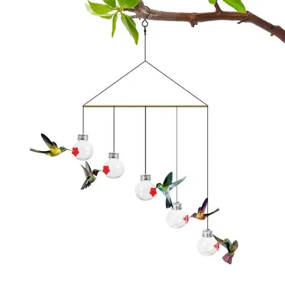 Humming Bird Feeder Hangable Outside Bird Feeders Wind Chime Creative Lightweight Handmade Window