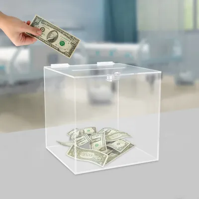 Acrylic Donation Box with Lock Safe Clear Suggestion Box Raffle Box Ballot Box Donation Boxes for