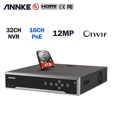 ANNKE 32CH 12MP POE NVR 6K Network Video Recorder NVR For POE IP Camera P2P Cloud Function Plug And