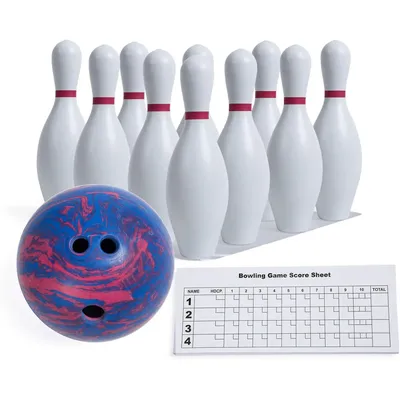 Sports Bowling Set: Rubber Ball & Plastic Pins for Training, Model:BPSET