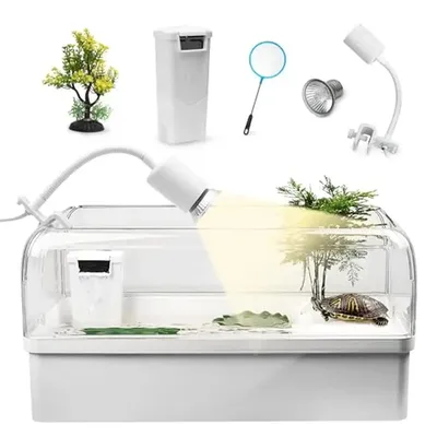 Aquatic Turtle Tank Habitat Kit Enclosure Hideout Basking Platform Drainage Plant Multi Function