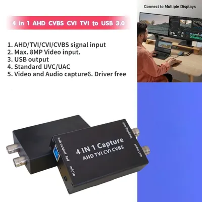 Capture Card 4-in-1 BNC To USB Capture AHD TVI CVI CVBS Video and Audio Capture for Video Recorder