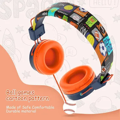 OKCSC B2 Cartoon Headphones Foldable Adjustable Children Headphone Stereo Wired Headset with Mic