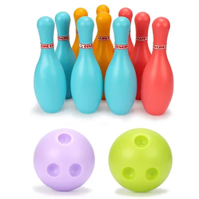 10 Pins & 2 Balls Kids Sports Bowling Toy Set Colorful Bowling Ball Children Outdoor Indoor Play