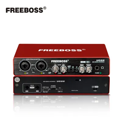 FREEBOSS Audio Interface Professional 192KHz Recording Loopback Hi-z Guitar USB DC 5V External Sound