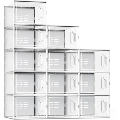 X-Large Shoe Storage Box Fit Size 11, Clear Plastic Stackable Shoe Organizer for Closet,Bins Holders