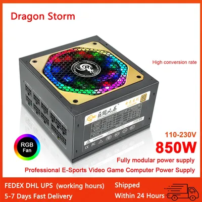 ATX 850W Full Modular 80Plus Gold Certified RGB 12V PC PSU Professional E-Sports Video Game Computer