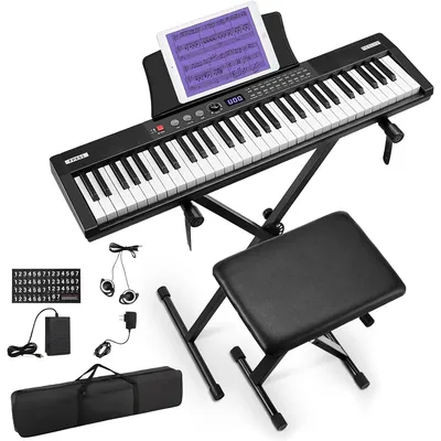 Fesley 61 Keys Keyboard Piano for Beginners: Portable Electric Piano Keyboard Kit with Built-In