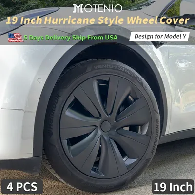 4PCS Hub Cap Design for Tesla Model Y（2020-2024） Wheel Rim Cover 19inch Hurricane Full Cover Wheel