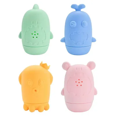 Bath Toys Silicone Bath Water Toy Preschool Cute Animals Bathtub Fun Play Swimming Pool Toy Colorful