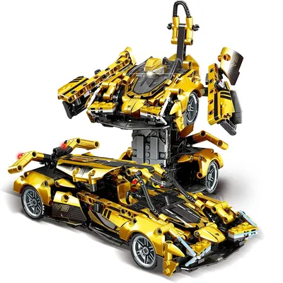 2 in 1 Robot Super Car Building Toy Set, Transforming Robot Building Block Kits, Direct Deformation,