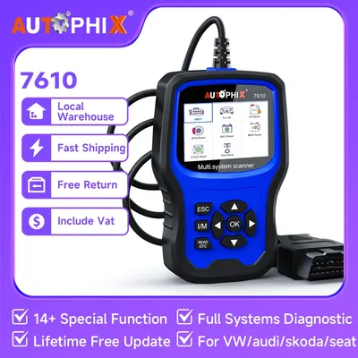 Autophix 7610 OBD2 Automotive Scanner for VW/AUDI All System EOBD/OBDII Code Reader ABS SRS Oil EPB