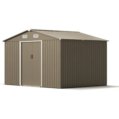 10ft x 8ft Outdoor Metal Storage Shed with Design Lockable Sliding Doors and Vents for Small House