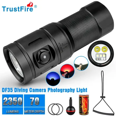 Trustfire DF35 Diving Flashlight 2350 Lumens Led Spotlight Flood Uv/Red/White Light Underwater Lamp