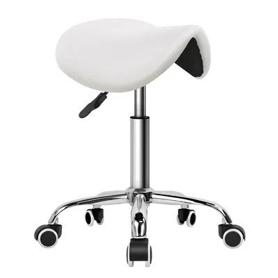 KKTONER Rolling Saddle Stool PU Leather Swivel Adjustable Rolling Stool with Wheels Salon Chair