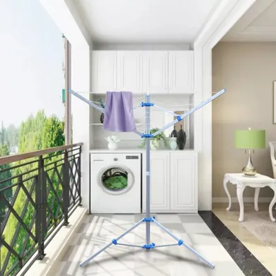 Rotary Clothesline Dryer Laundry Rack Folding Clothes Drying Umbrella 60" 3 Arms Modern Clothes