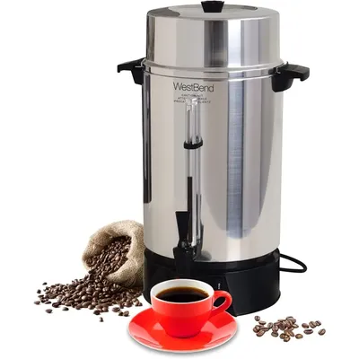 33600 Coffee Urn Commercial Highly-Polished Aluminum NSF Approved Features Automatic Temperature