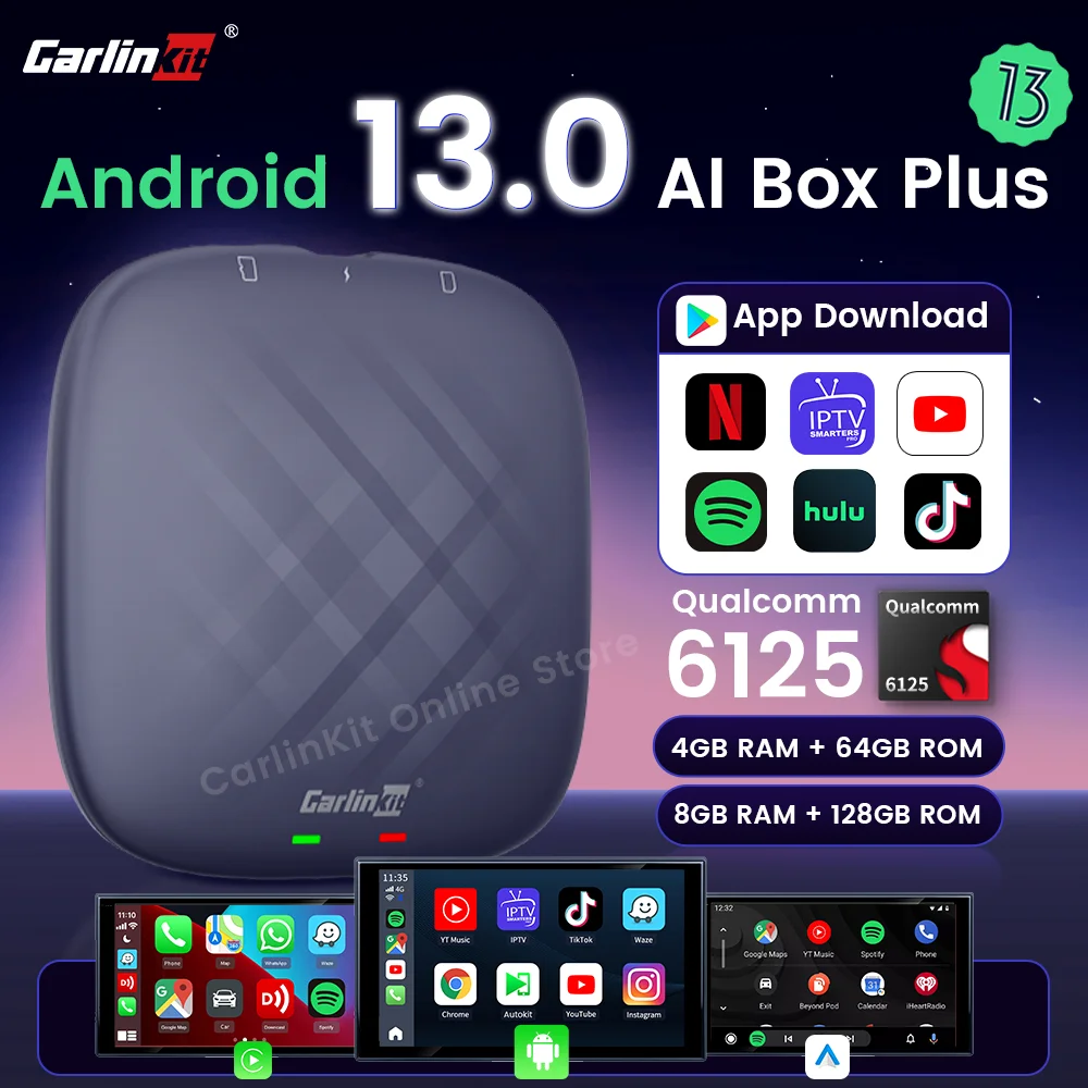 Carlinkit Android 13 Carplay Ai Box 8GB 128GB QCM6125 8 Core CarPlay Android Auto Wireless for Online Tv Netfilx Youtube IPTV