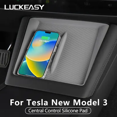 LUCKEASY For Tesla Model 3 Highland 2024 Wireless Charging Pad Central Control Armrest Box Non-slip