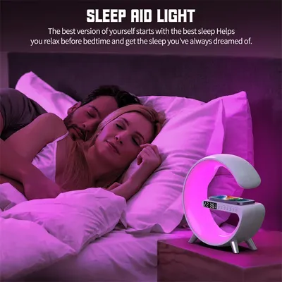 G Shaped LED Lamp New Intelligent App Control Alarm Clock Bluetooth Speake Wireless Charger