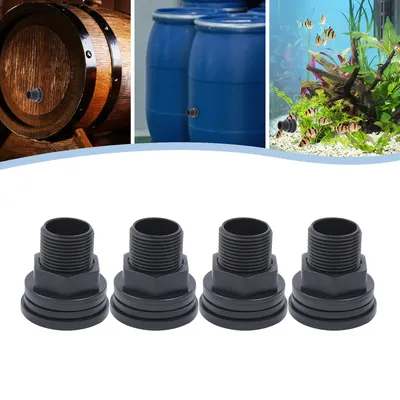 4 Pcs Bulkhead Fitting 1/2" Female 3/4" Male, PVC w/ Silicone Gasket for Rain Barrels, Aquariums,