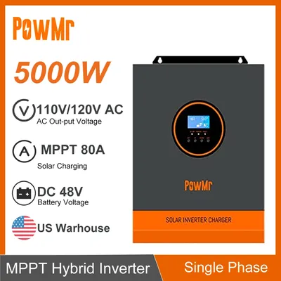 PowMr Single Phase 3000W 5000W 110V/120VAC Output Pure Sine Wave Power Inverter DC 24V 48V with 80A