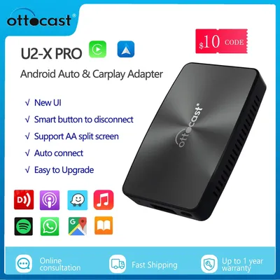 OTTOCAST U2 X PRO Wireless CarPlay Android Auto Adapter 2 in1 Carplay Smart Box Plug Play Multimedia