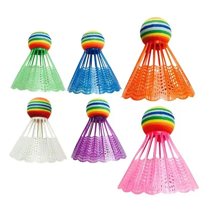 Badminton Shuttlecocks Hit-Resistant Toy Balls With Rainbow Ball Head 6pcs Rainbow Ball Head